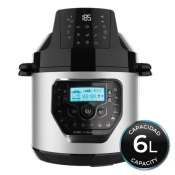 Olla programableOlla GM H Deluxe AirFryer de 6 litros de capacidad con cabezal freidora aire y báscula.